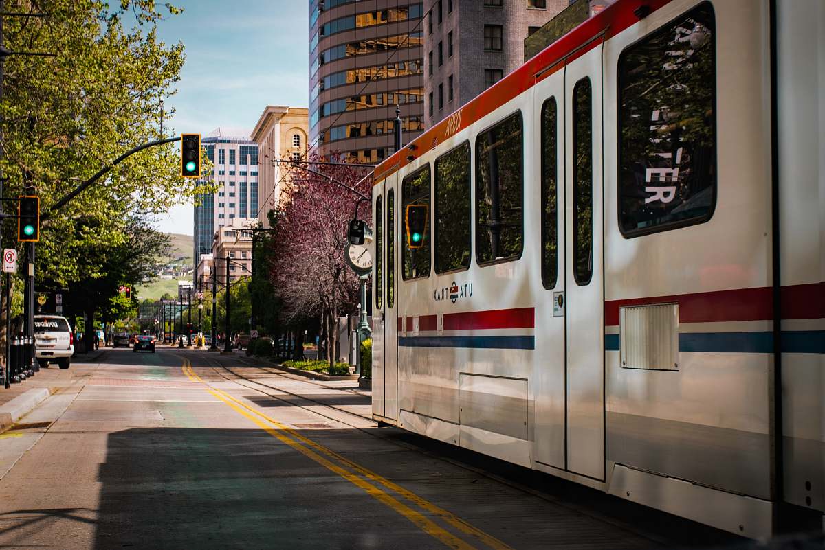 united states tram near buildings during daytime train